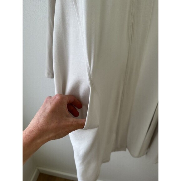 Eileen Fisher M Tencel Lyocell Cardigan Open Front In Bone with Pockets - Picture 5 of 8